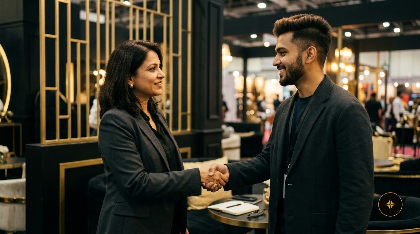 A brand manager and a creator shaking hands